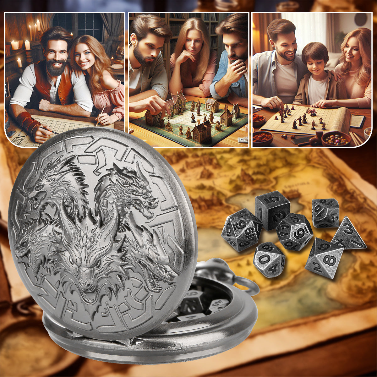 Hydra Hidden Dice Pocket Watch -