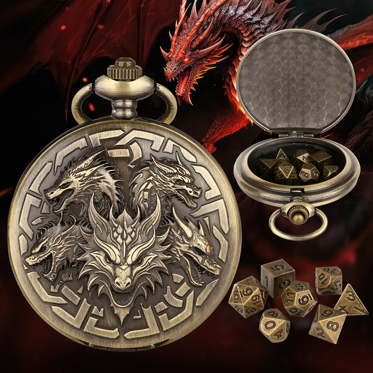 Hydra Hidden Dice Pocket Watch -